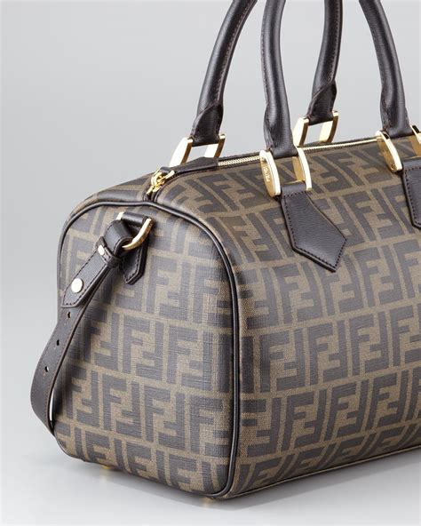 fendi zucca canvas boston bag tobacco